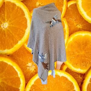 Talk for the Walk Brown‎ Cape with Embroidered Birds